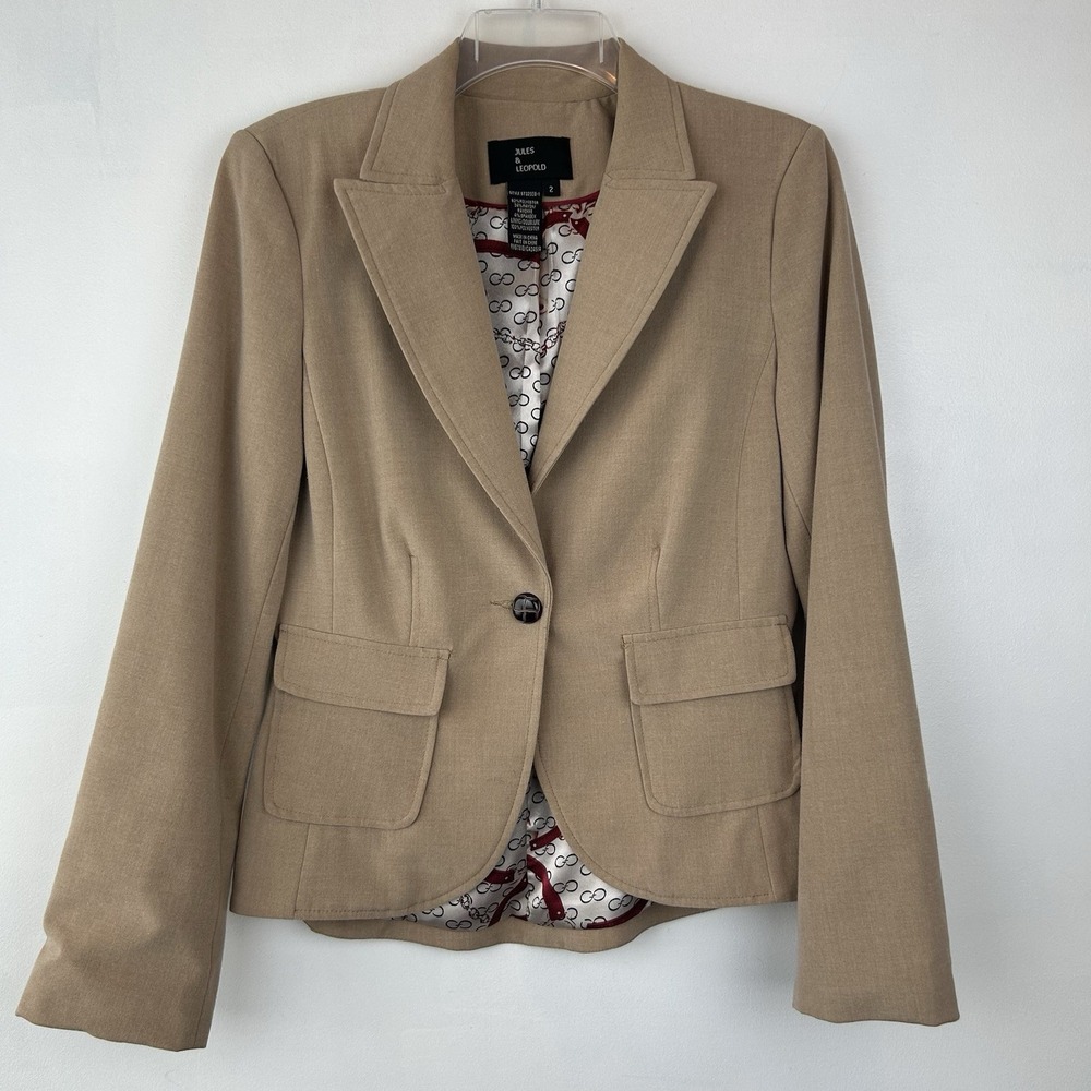 Jules Leopold Blazer Women S P Beige One Button Jacket Minimalist Capsule Career